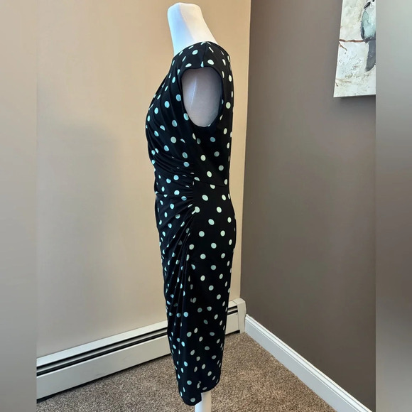 Connected Apparel Black and mint Asymmetrical Midi Dress - Picture 5 of 5